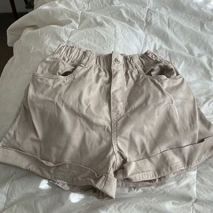 100% Cotton Beige Cream Pull On Shorts